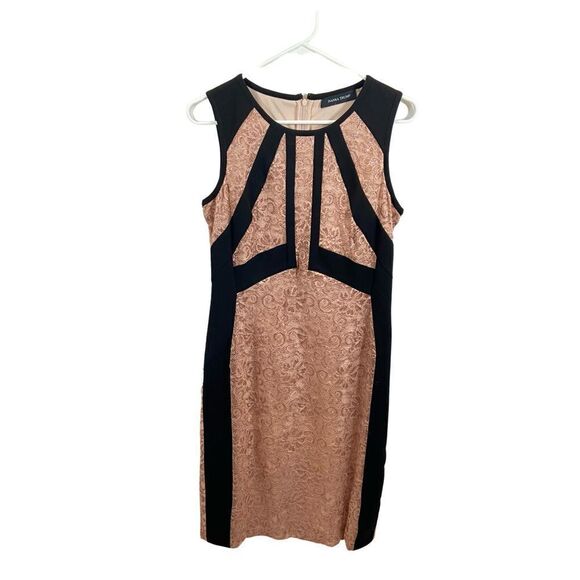 Ivanka Trump Metallic Lace Color Block Sheath‎ Dress Peach Blossom Size 10 - Picture 6 of 15